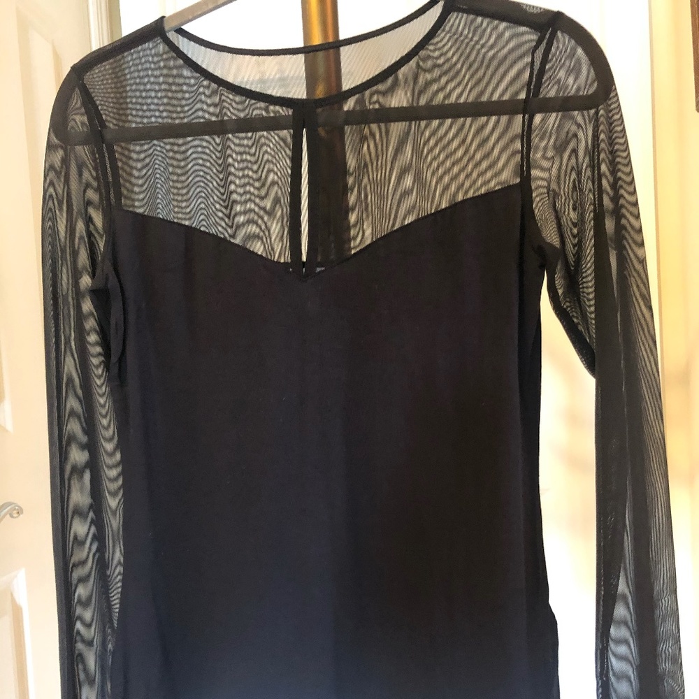 H&M Paris, sexy long-sleeved sheer top, sz M